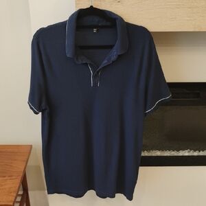 Express Dark Blue Polo With White Accents Men's Size Tall Large
